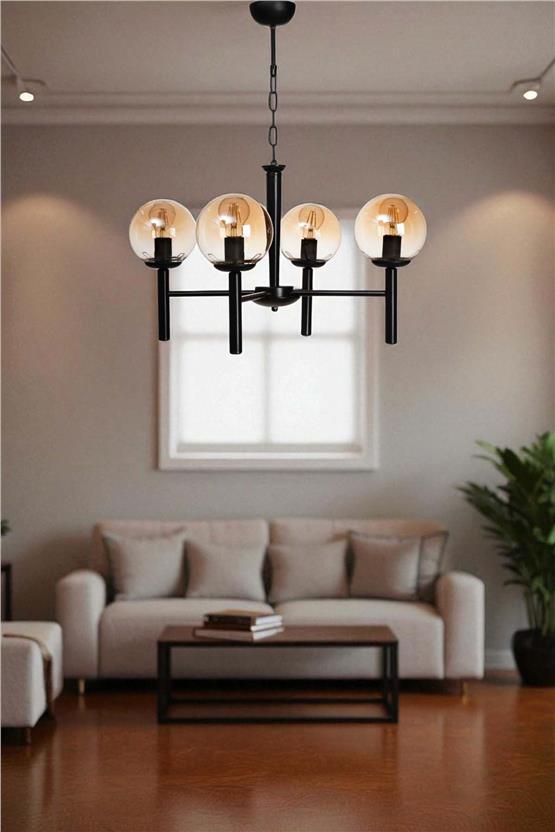 Lumexx Luke 4 Lü Siyah Bal Camlı Avize