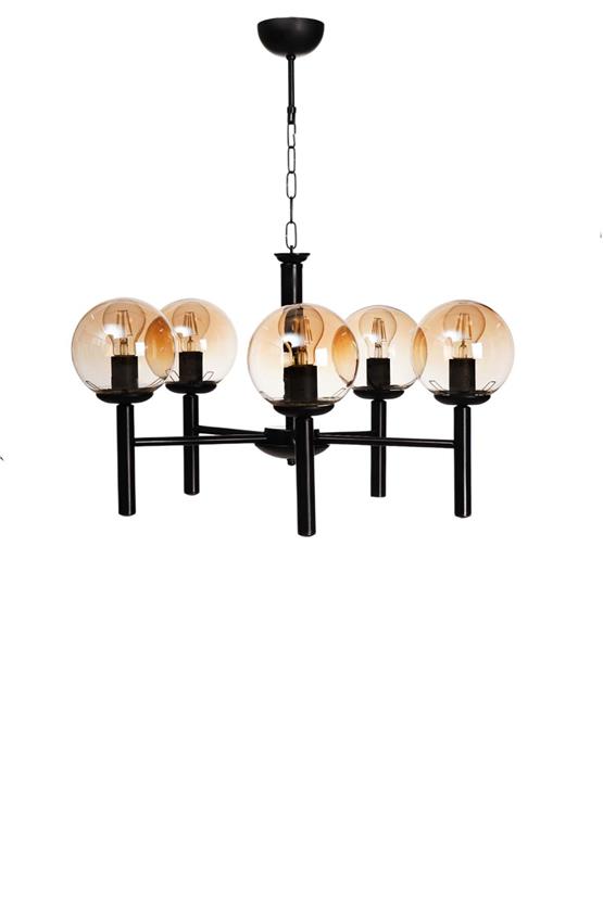 Lumexx Luke 5 Li Siyah Bal Camlı Avize