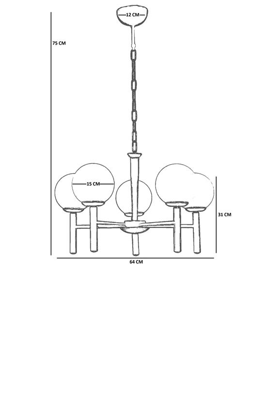 Lumexx Luke 5 Li Siyah Beyaz Camlı Avize