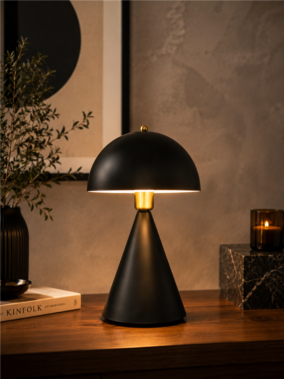 Lumexx Mantar Siyah Retro Başlıklı Masa Lambası 9094-2