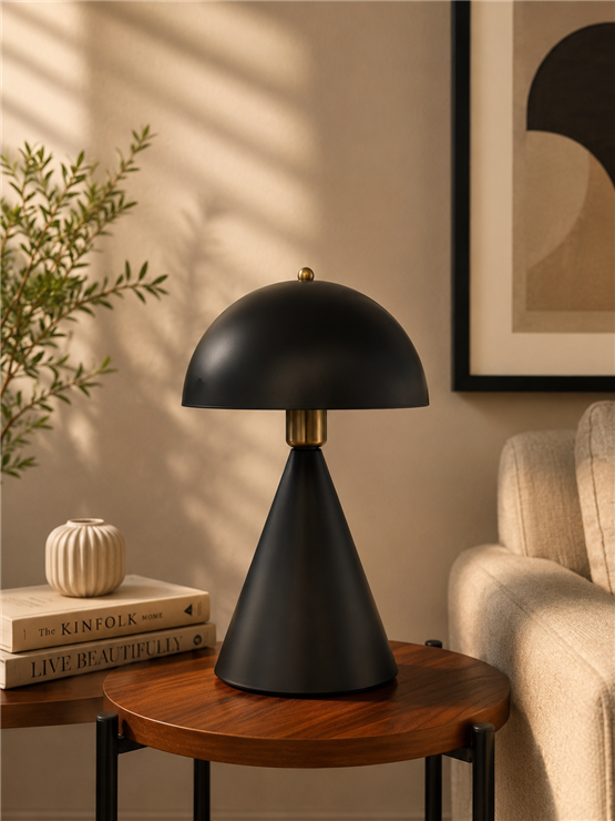 Lumexx Mantar Siyah Retro Başlıklı Masa Lambası 9094-2