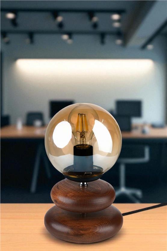 Lumexx Mars Ceviz Bal Camlı Masa Lambası