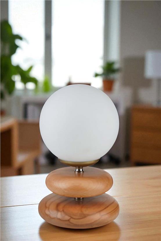 Lumexx Mars Naturel Beyaz Camlı Masa Lambası