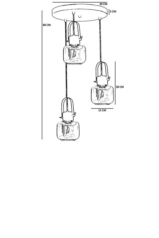 Lumexx Masal 3 Lü Tepsili Siyah Bal Camlı Sarkıt