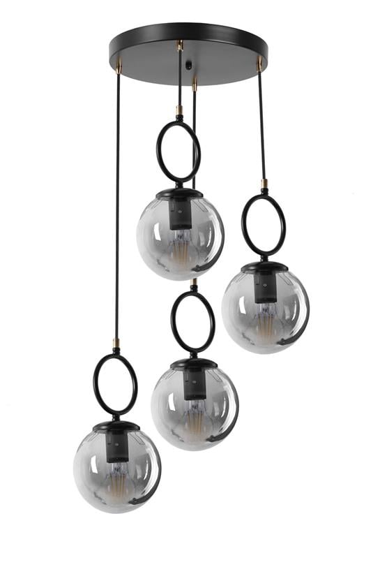 Lumexx  Morino 4 Lü Tepsili Füme Camlı Siyah Sarkıt