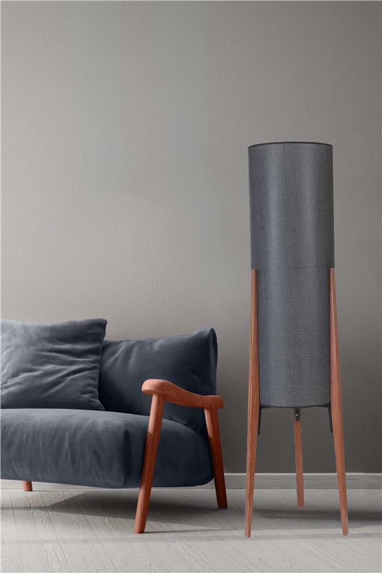 Lumexx Navas Ceviz Lambader Hasır Siyah Abajurlu