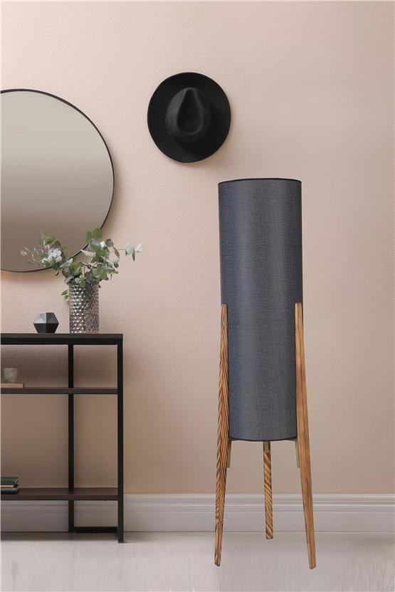 Lumexx Navas Yanık Lambader Hasır Siyah Abajurlu