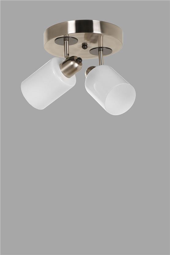 Lumexx  Nomi 2 Li Tepsili Mat Krom Beyaz Camlı Avize