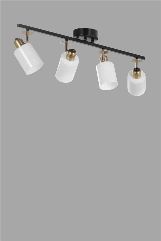 Lumexx  Nomi 4 Lü Sıralı Siyah Beyaz Camlı Avize