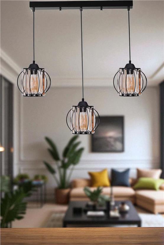 Lumexx Ohrid 3 Lü Sıralı Siyah Sarkıt