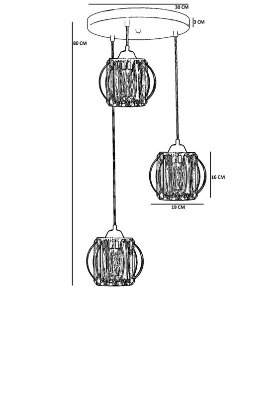 Lumexx Ohrid 3 Lü Tepsili Siyah Sarkıt