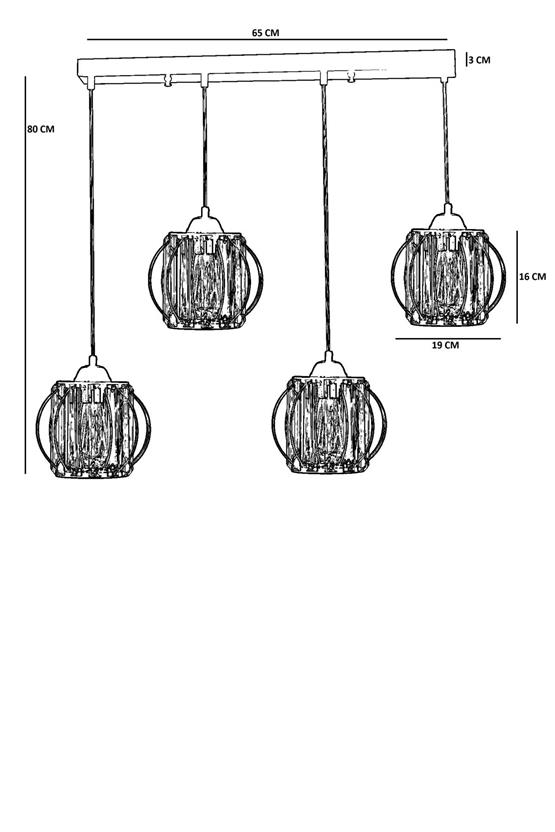 Lumexx Ohrid 4 Lü Sıralı Siyah Sarkıt