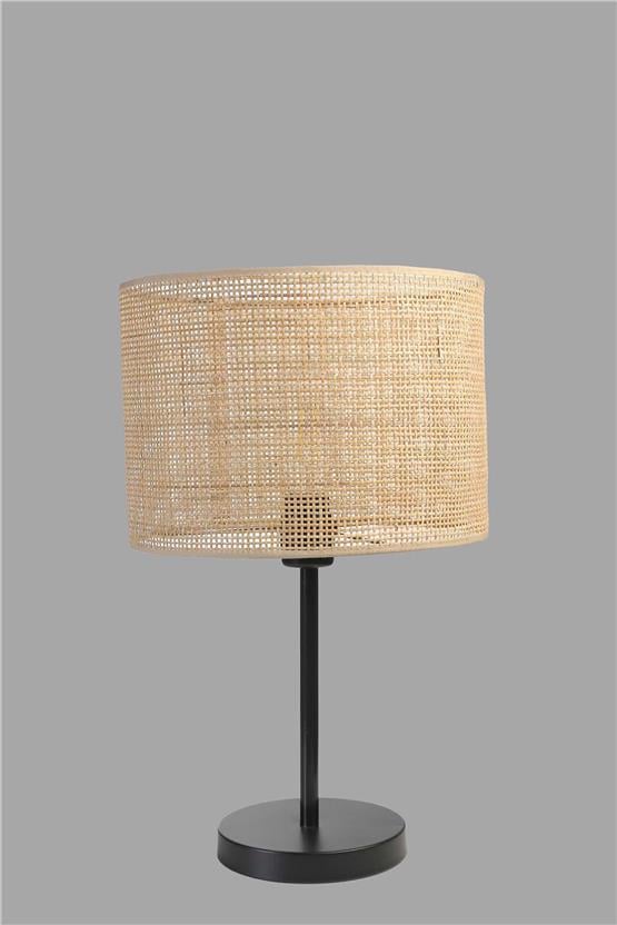 Lumexx Örgülü Rattan Abajurlu Masa Lambası Siyah