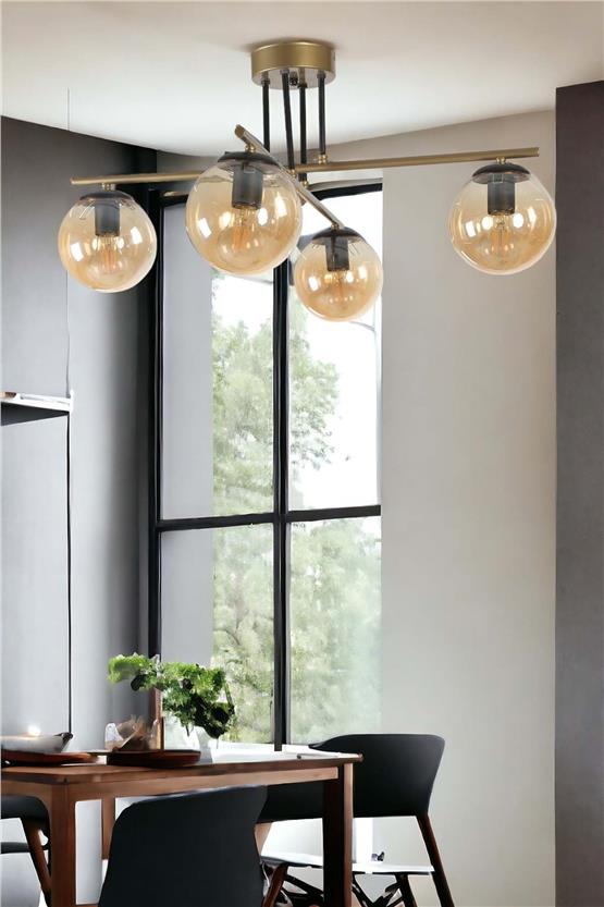Lumexx Oslo 4 Lü Eskitme Bal Camlı Avize