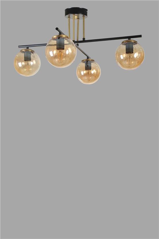 Lumexx Oslo 4 Lü Siyah Bal Camlı Avize