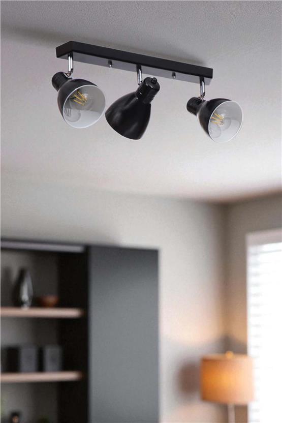 Lumexx Otis 3 Lü Sıralı Siyah Plafonyer Avize