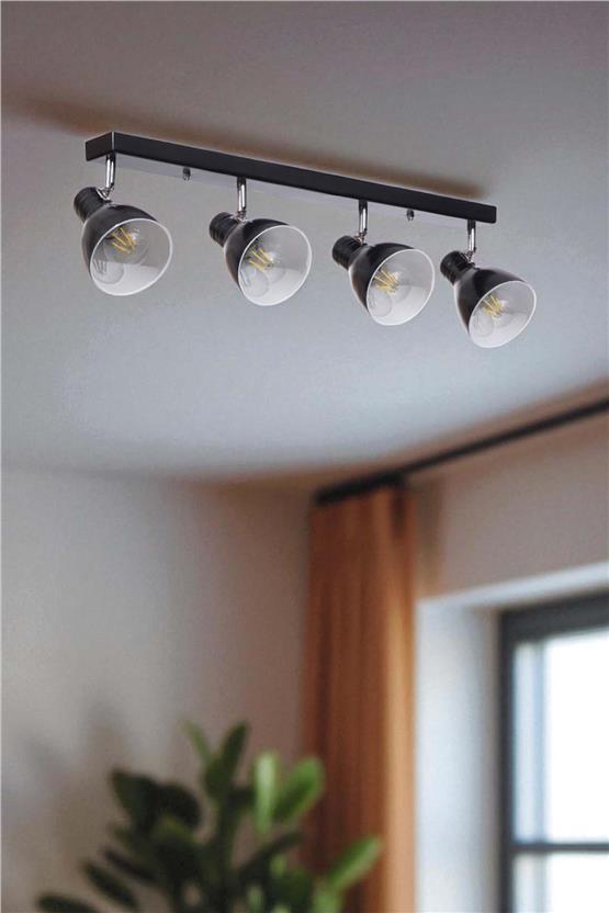 Lumexx Otis 4 Lü Sıralı Siyah Plafonyer Avize