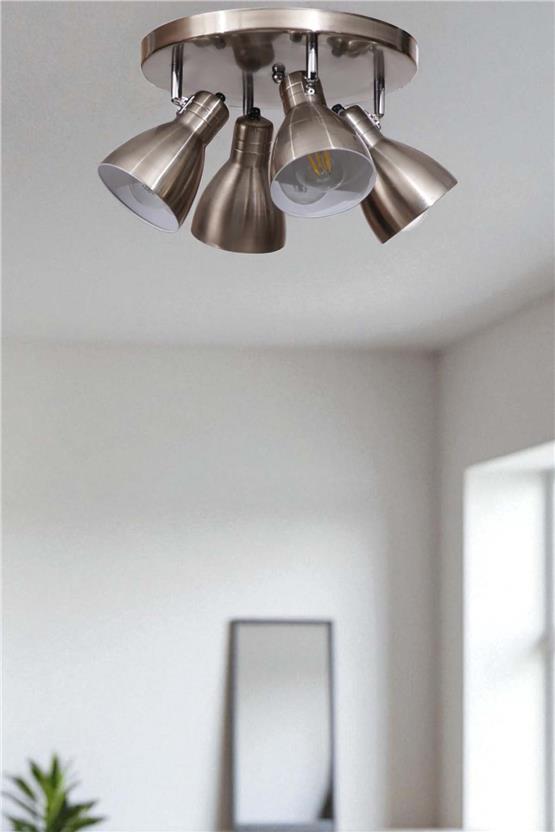 Lumexx Otis 4 Lü Tepsili Mat Krom Plafonyer Avize