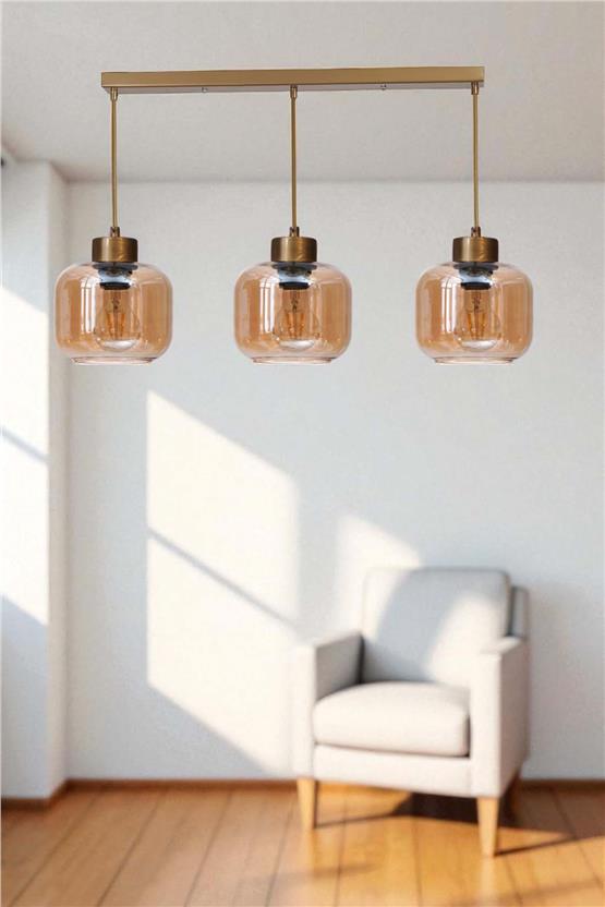 Lumexx Parla 3 Lü Sıralı Eskitme Bal Camlı Sarkıt