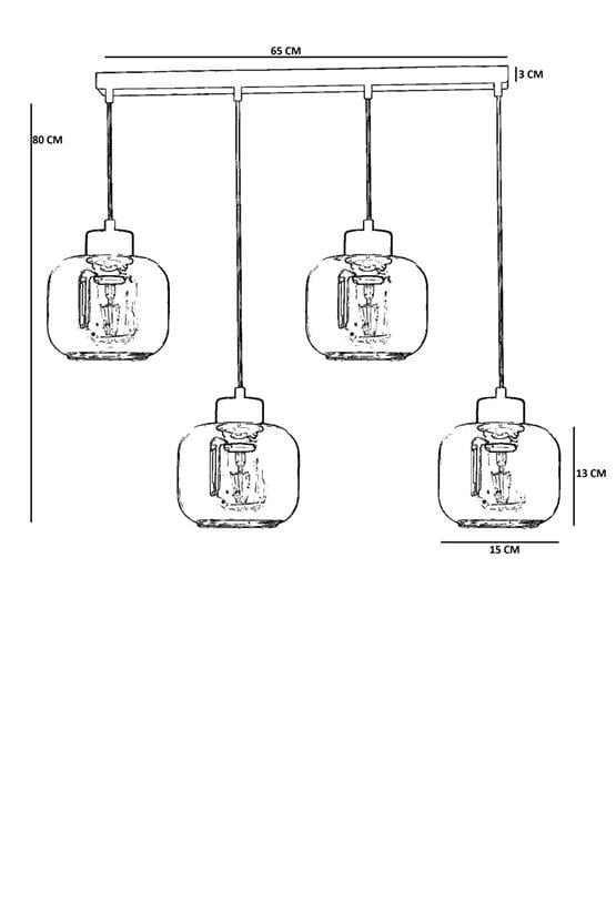 Lumexx Parla 4 Lü Sıralı Eskitme Bal Camlı Sarkıt