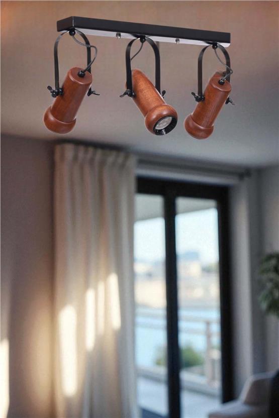 Lumexx Pascal 3 Lü Sıralı Ceviz Plafonyer Avize