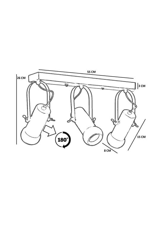 Lumexx Pascal 3 Lü Sıralı Naturel Plafonyer Avize