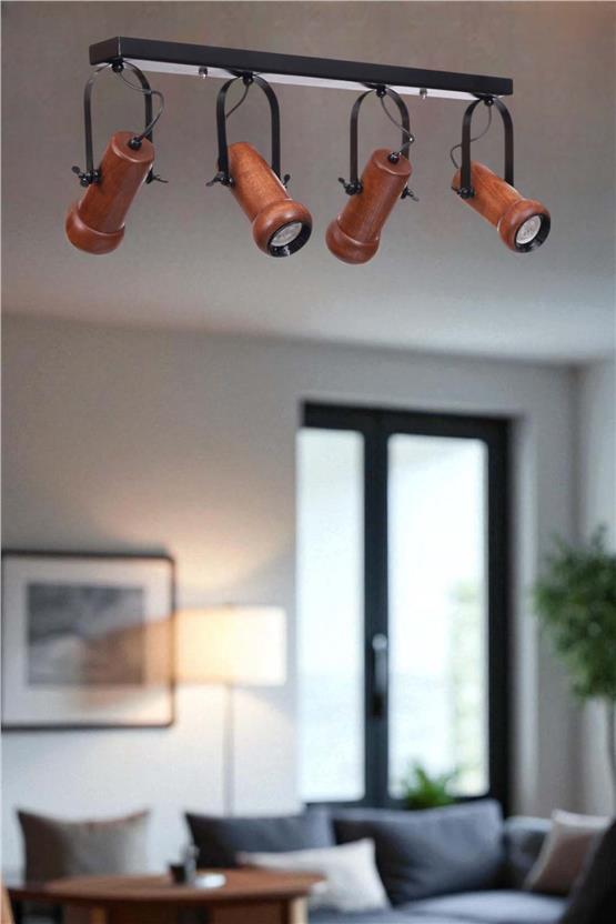 Lumexx Pascal 4 Lü Sıralı Ceviz Plafonyer Avize