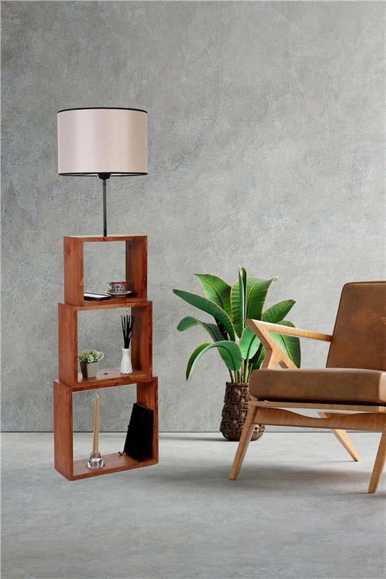 Lumexx Puzzle Ceviz Lambader Açık Hasır Abajurlu