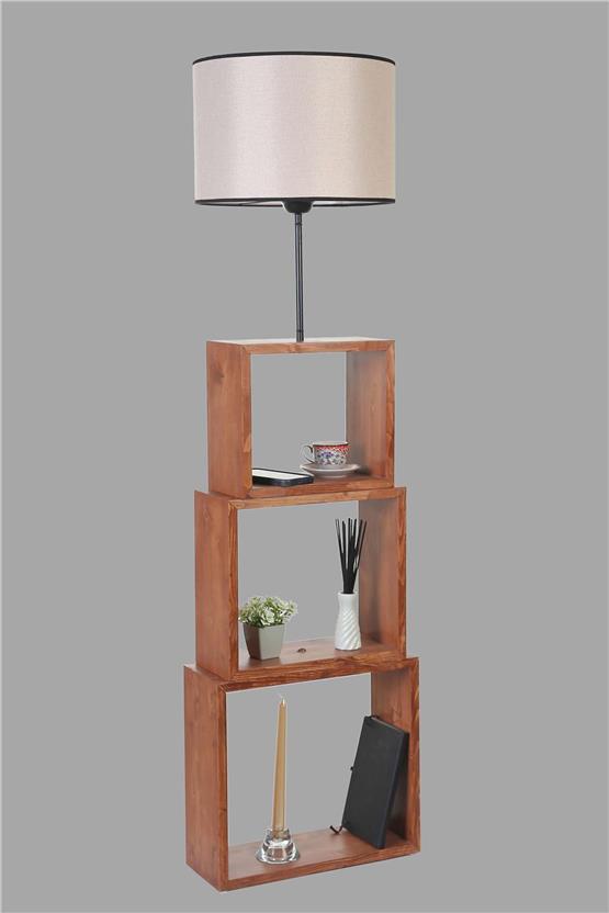 Lumexx Puzzle Ceviz Lambader Açık Hasır Abajurlu