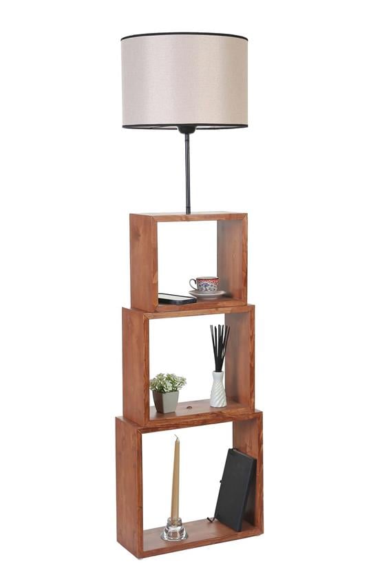 Lumexx Puzzle Ceviz Lambader Açık Hasır Abajurlu