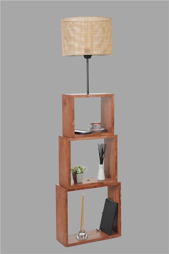 Lumexx Puzzle Ceviz Lambader Örgülü Rattan Abajurlu