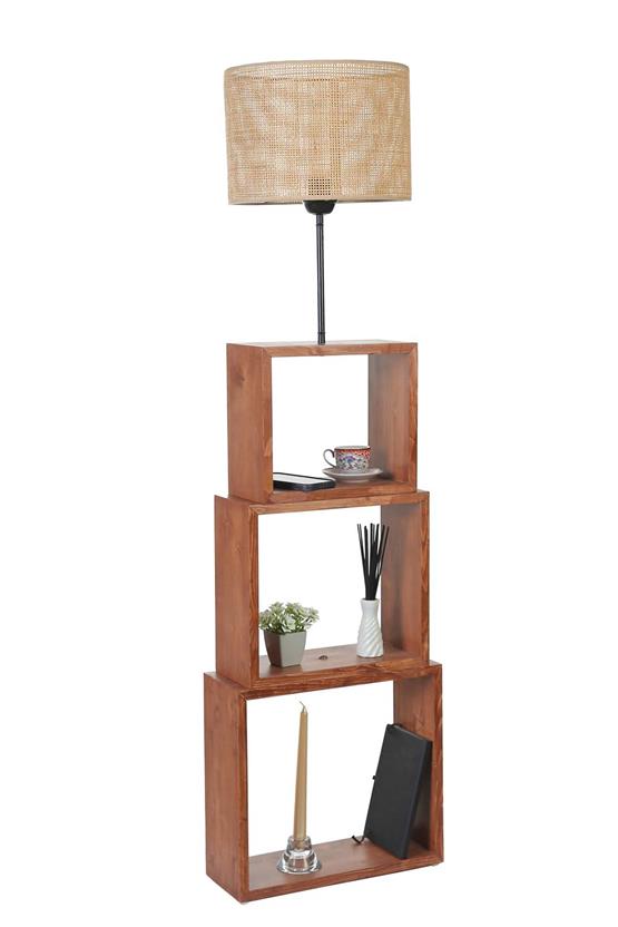 Lumexx Puzzle Ceviz Lambader Örgülü Rattan Abajurlu