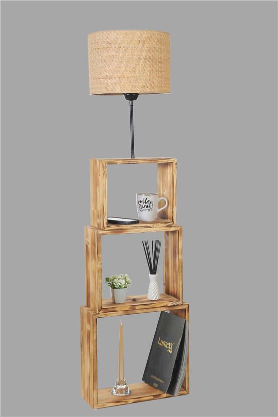 Lumexx Puzzle Yanık Lambader Hasır Rattan Abajurlu