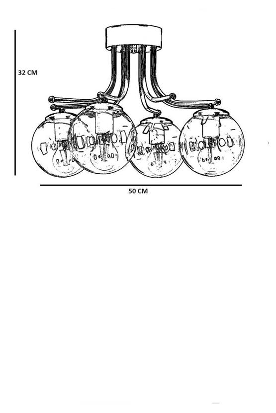 Lumexx Roma 4 Lü Siyah Bal Camlı Avize