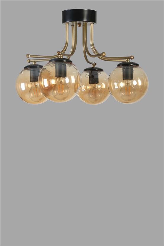 Lumexx Roma 4 Lü Siyah Bal Camlı Avize