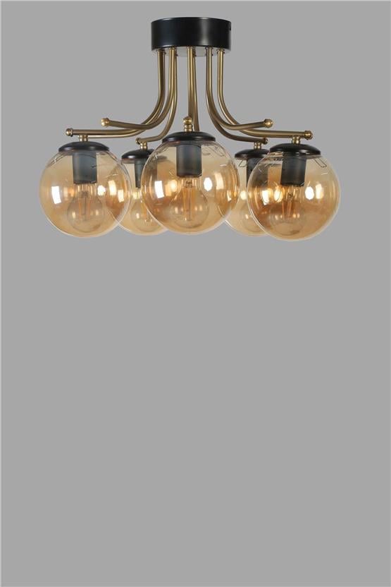 Lumexx Roma 5 Li Siyah Bal Camlı Avize