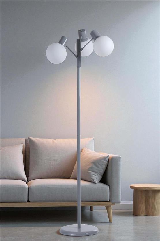 Lumexx Safir 3 Lü Gri Lambader Beyaz Camlı