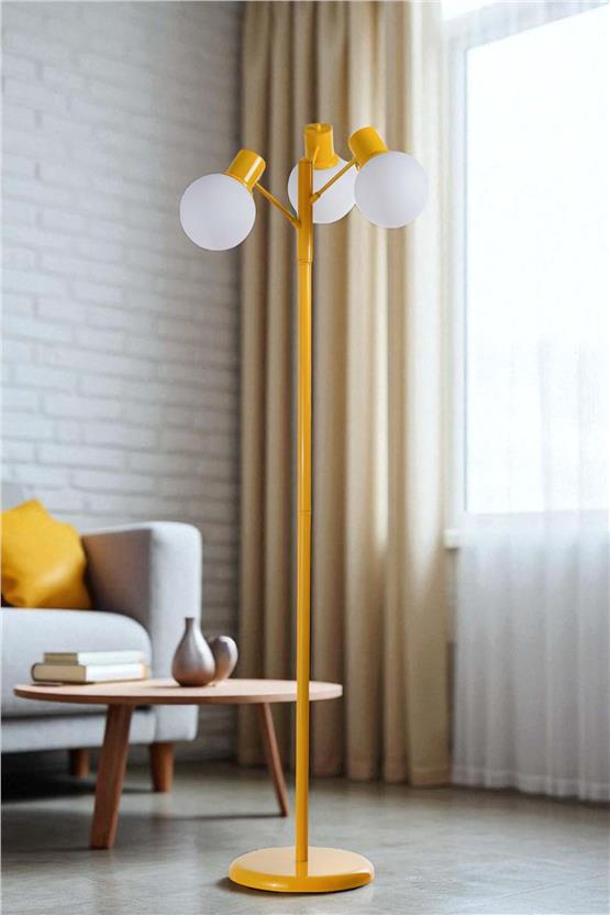 Lumexx Safir 3 Lü Sarı Lambader Beyaz Camlı