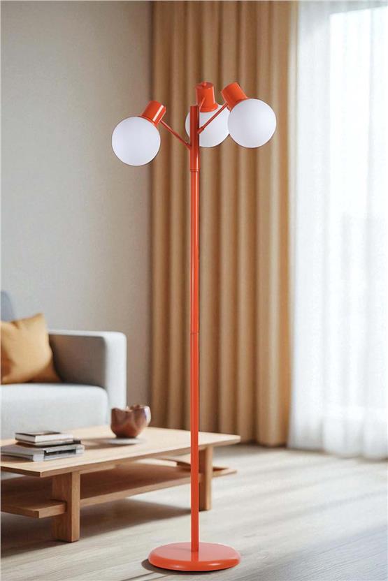 Lumexx Safir 3 Lü Turuncu Lambader Beyaz Camlı