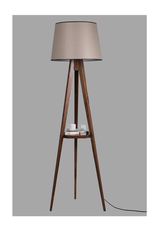 Lumexx Sehbalı Tripod Ceviz Lambader Pramit 82 Abajurlu