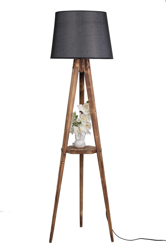 Lumexx Sehbalı Tripod Yanık Lambader Pramit Hasır Siyah Abajurlu