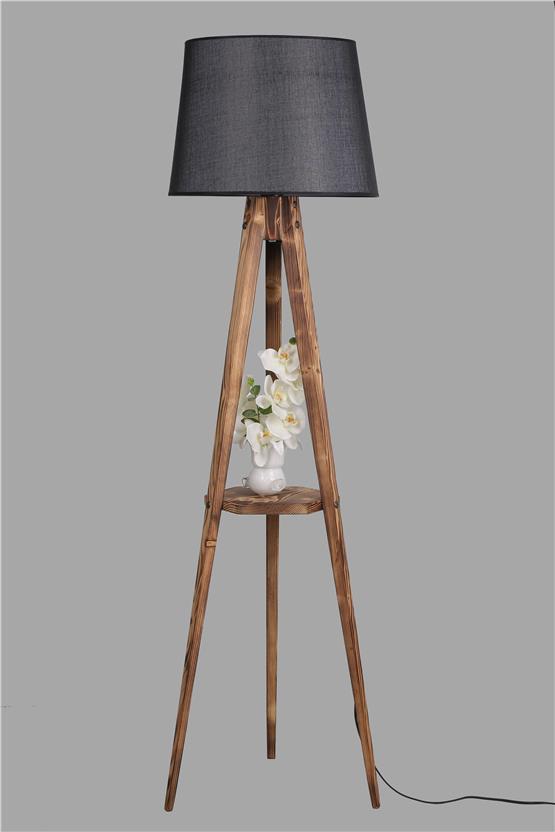 Lumexx Sehbalı Tripod Yanık Lambader Pramit Hasır Siyah Abajurlu