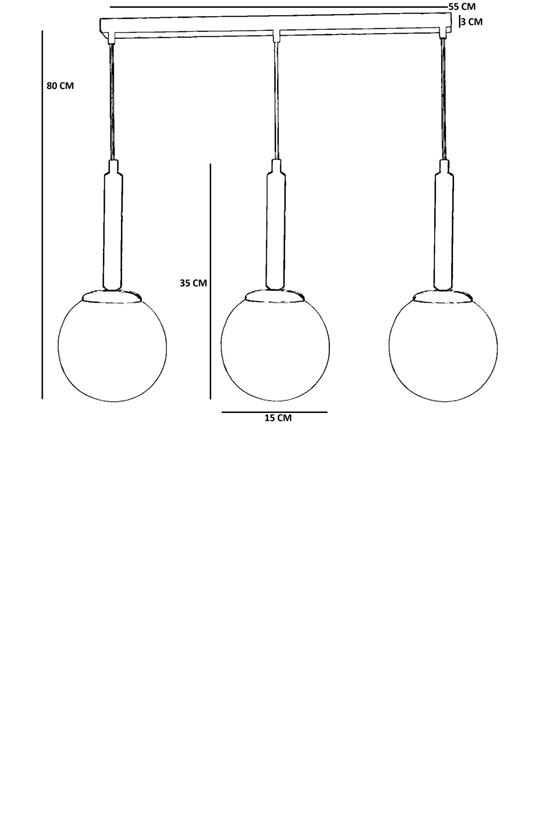 Lumexx Sezgi 3 Lü Sıralı Siyah Beyaz Camlı Sarkıt