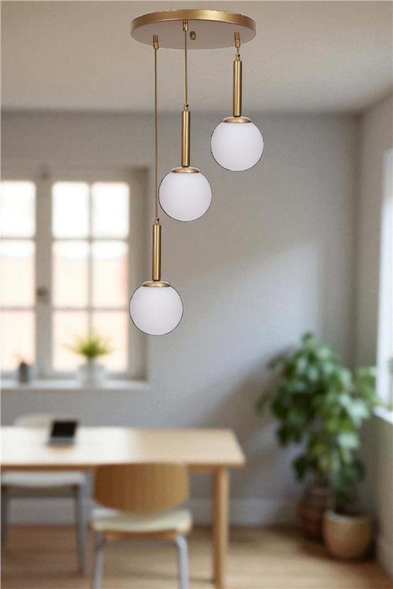 Lumexx Sezgi 3 Lü Tepsili Eskitme Beyaz Camlı Sarkıt