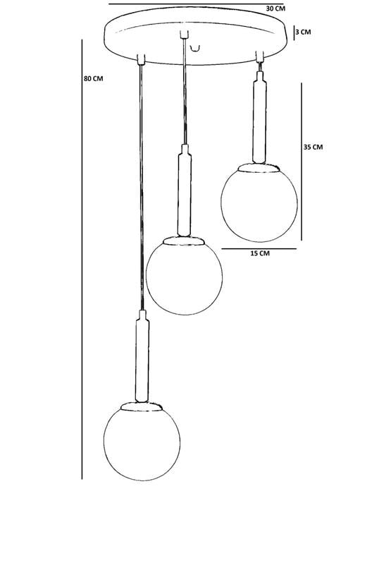 Lumexx Sezgi 3 Lü Tepsili Eskitme Beyaz Camlı Sarkıt