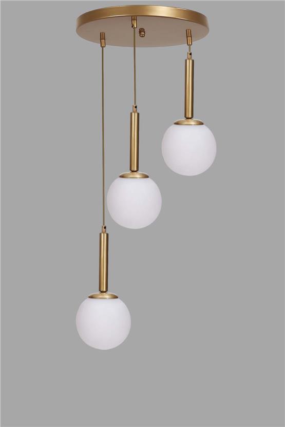 Lumexx Sezgi 3 Lü Tepsili Eskitme Beyaz Camlı Sarkıt