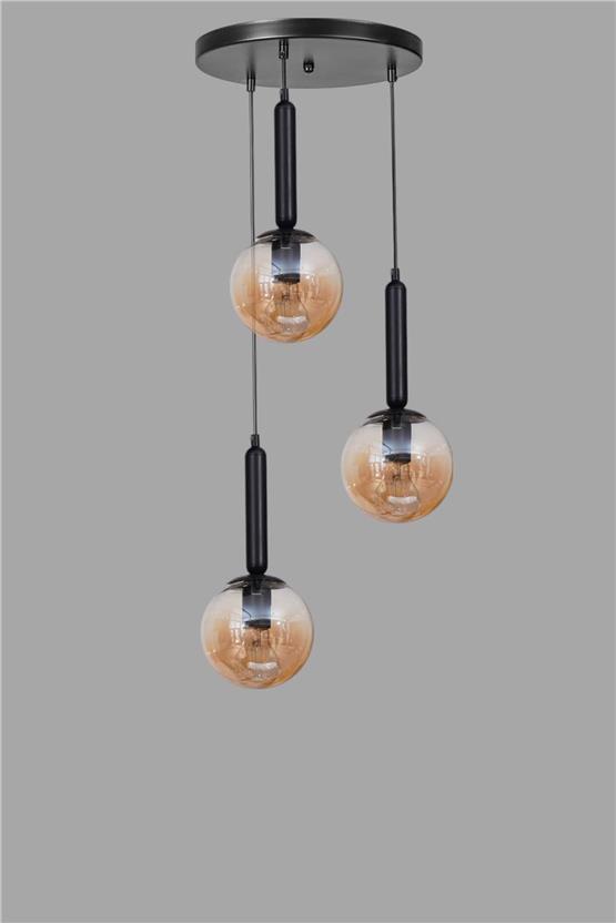 Lumexx Sezgi 3 Lü Tepsili Siyah Bal Camlı Sarkıt