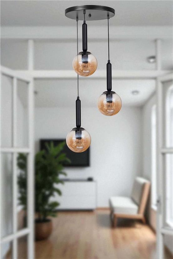 Lumexx Sezgi 3 Lü Tepsili Siyah Bal Camlı Sarkıt