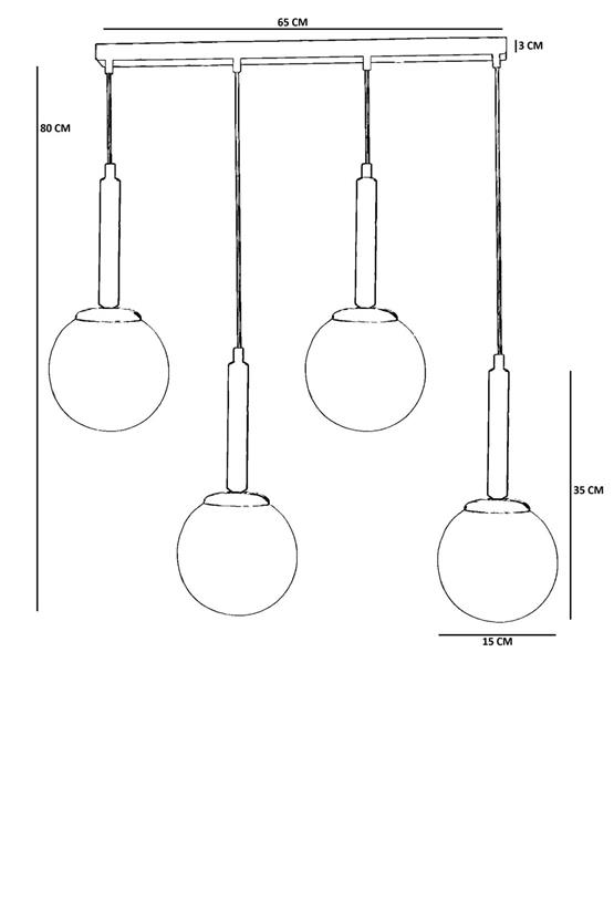 Lumexx Sezgi 4 Lü Sıralı Siyah Bal Camlı Sarkıt