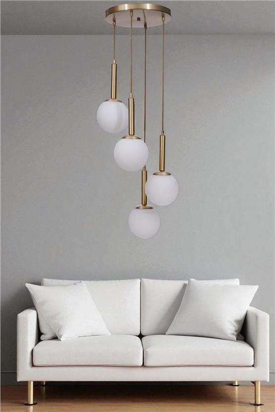 Lumexx Sezgi 4 Lü Tepsili Eskitme Beyaz Camlı Sarkıt